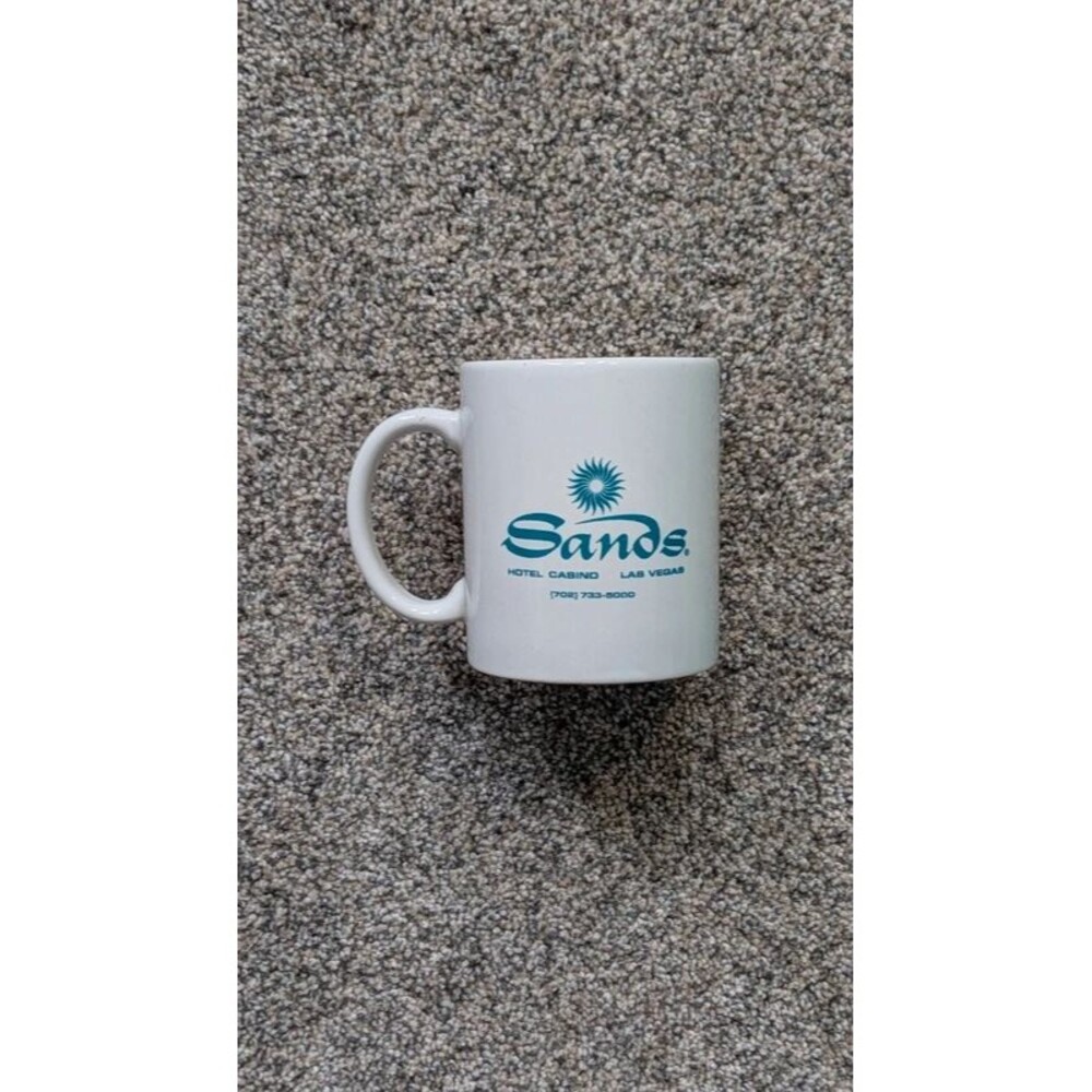 Vintage Sands Hotel Casino Las Vegas Coffee Mug Teal Logo 4"